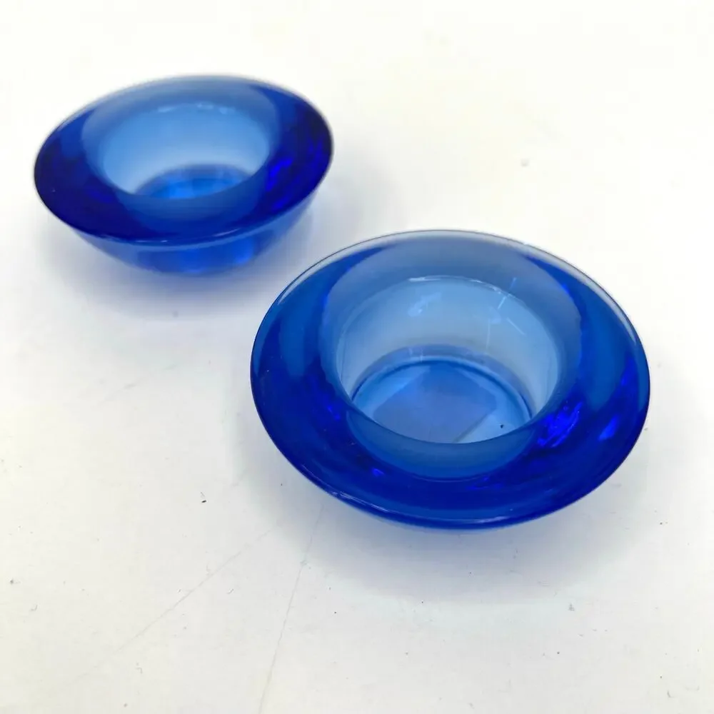 Crate & Barrel 3” cobalt blue tealight candle holders. Set of 2